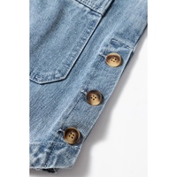 Dusk Blue Slit Buttons Pocketed Denim Jacket - S thumbnail