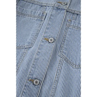 Sky Blue Stripe Washed Oversize Pocketed Denim Jacket - L thumbnail