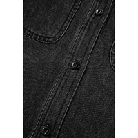 Black Flap Pocket Buttons Collared Jean Jacket - L thumbnail