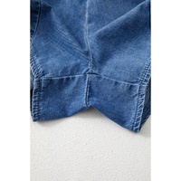 Ashleigh Blue Spaghetti Straps V Neck Belted Ruffled Leg Chambray Romper - S thumbnail