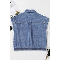 Ashleigh Blue Acid Wash Elastic Hem Button Up Denim Vest - XL thumbnail