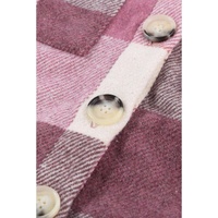 Plaid Color Block Buttoned Long Sleeve Jacket with Pocket - M thumbnail