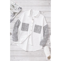 White Contrast Leopard Denim Jacket - XL thumbnail