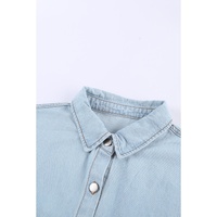 Sky Blue Contrast Leopard Denim Jacket - S thumbnail