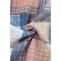 Pink Black/Pink Plaid Flap Pockets Shacket - L thumbnail