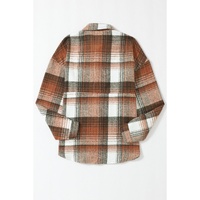 Brown Plaid Flap Pockets Shacket - 2XL thumbnail