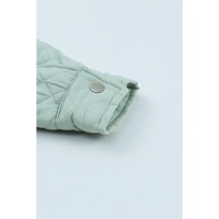 Green Quilted Pocketed Zip-up Cropped Jacket - S thumbnail