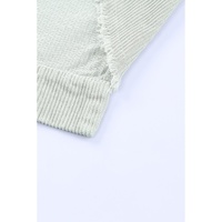 Sky Blue Raw Hem Flap Pockets Cropped Corduroy Jacket - M thumbnail