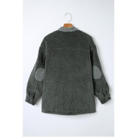 Gray Corduroy Trim Elbow Patch Sherpa Jacket - S thumbnail