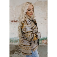 Azura Exchange Brown Western Aztec Print Jacket - S thumbnail