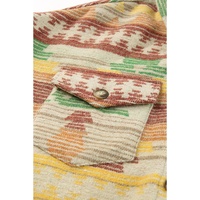 Yellow Western Aztec Print Button Flap Pocket Shacket - S thumbnail