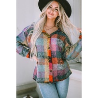 Multicolor Brushed Checked Western Buttoned Jacket - M thumbnail