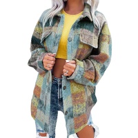 Multicolor Brushed Plaid Pocketed Oversize Shacket - L thumbnail