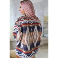 Multicolor Aztec Print Button-Up Oversized Jacket - L thumbnail