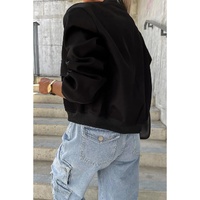 Black Big Pockets Baseball Collar Jacket - XL thumbnail