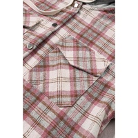 Multicolour Plaid Flap Pocket Hooded Raw Hem Jacket - L thumbnail