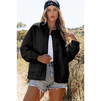 Black Floral Quilted Jacket - S thumbnail