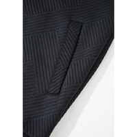 Black Solid Textured Stand Neck Zipper Bomber Jacket - S thumbnail