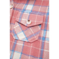 Pink Plaid Flap Pocket Button Up Shacket - L thumbnail