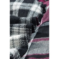 Black Plaid Colorblock Loose Shacket - L thumbnail