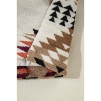 Beige Aztec Printed Stand Neck Zip Up Jacket - M thumbnail