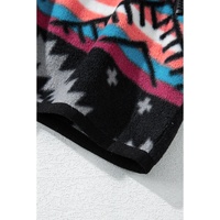 Black Aztec Printed Zip Up Collar Jacket - M thumbnail