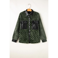 Vineyard Green Fleece Checkerboard Flap Pocket Snap Button Jacket - 2XL thumbnail