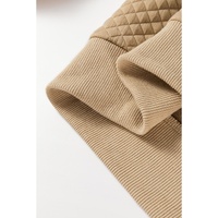 Pale Khaki Solid Geometric Textured Baseball Collar Jacket - L thumbnail