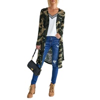 Green Camo Print Long Cardigan - L thumbnail