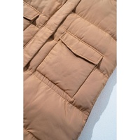 Coffee Windproof Longline Full Zipper Puffer Vest with Pockets - XL thumbnail