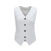 White Solid Color Button up V Neck Suit Vest - XL thumbnail