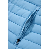 Sky Blue Plush Collared Quilted Zipped Puffer Vest - S thumbnail