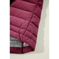 Burgundy Plush Collared Quilted Zipped Puffer Vest - XL thumbnail