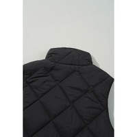 Black Quilted High Neck Button Up Pocket Vest Coat - XL thumbnail