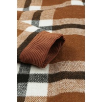 Brown Pocketed Buttoned Plaid Shirt Jacket - M thumbnail
