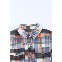Multicolor Plaid Button Down Ruffled Shirt Jacket - XL thumbnail