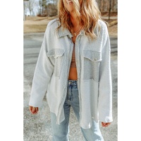 Azura Exchange Gray Contrast Flap Pockets Relaxed Shacket - S thumbnail