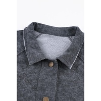 Gray Vintage Washed Flap Pocket Button Shacket - M thumbnail