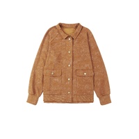 Khaki Vintage Washed Flap Pocket Button Shacket - M thumbnail