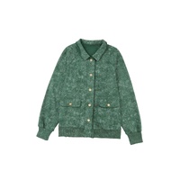 Green Vintage Washed Flap Pocket Button Shacket - L thumbnail