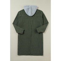 Jungle Green Oversized Corduroy Contrast Hooded Shacket - S thumbnail