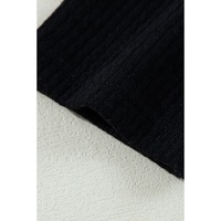 Black Solid Color Corduroy Buttoned Long Sleeve Shacket - M thumbnail