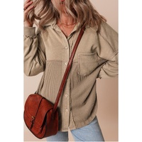 Goat Mineral Wash Textured Patchwork Loose Fit Shacket - S thumbnail