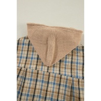 Ashleigh Blue Waffle Knit Patchwork Hooded Plaid Shacket - L thumbnail