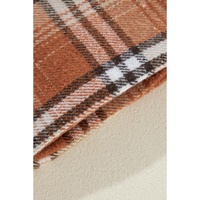 Khaki Plaid Colorblock Patchwork High Low Shacket - L thumbnail