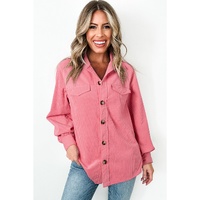 Bonbon Corduroy Flap Detail Button Up Split Shacket - M thumbnail