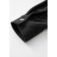 Black Houndstooth Corduroy Patchwork Flap Pocket Shacket - S thumbnail