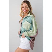 Phalaenopsis Color Block Corded Buttoned Oversized Shacket - S thumbnail