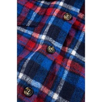 Navy Blue Plaid Flap Pocket Button Up Shacket - L thumbnail