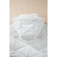 White Solid Quilted Hooded Zip Up Puffer Coat - M thumbnail